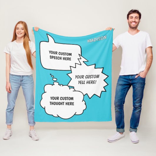 カスタム文字と名前の吹き出し フリースブランケット (インサイチュ)