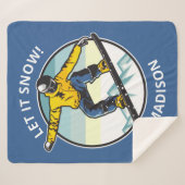 カスタム文字と名前SNOWBOARDER シェルパブランケット (正面(横))