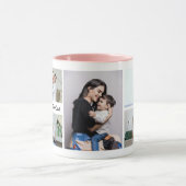 カスタム文字と5枚の写真のコラージュパーソナライズされた マグカップ (中央)