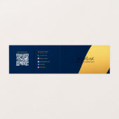 カスタム文字とQRコード | フル連絡 | 金ゴールドと青 名刺 (外部フラット)