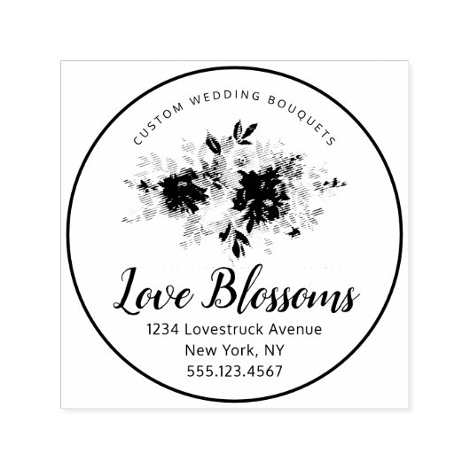 カスタム文字の結婚ロゴブーケ セルフインキングスタンプ (デザイン)