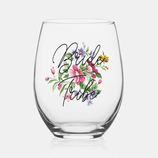 カスタム文字の花嫁トライブ ステムなしワイングラス (正面)