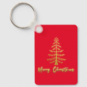カスタム文字の裏側ラグジュアリー金ゴールドツリーレッド キーホルダー (正面)