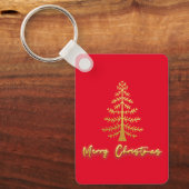 カスタム文字の裏側ラグジュアリー金ゴールドツリーレッド キーホルダー (正面)