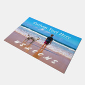 カスタム文字へようこそペットの写真 ドアマット (アングル)