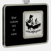 カスタム文字または名前マウンテンサイクリングサイクリング引用文 シルバープレートフレームオーナメント (右)
