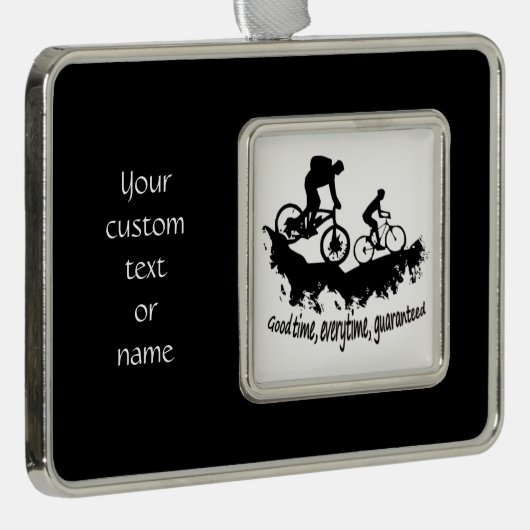 カスタム文字または名前マウンテンサイクリングサイクリング引用文 シルバープレートフレームオーナメント (右)