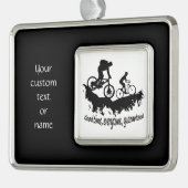 カスタム文字または名前マウンテンサイクリングサイクリング引用文 シルバープレートフレームオーナメント (左)