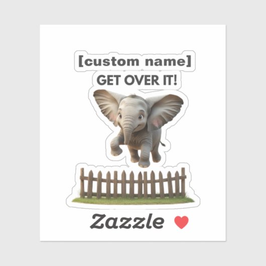 カスタム文字または名前飛んでいる象のシール シール (シート)