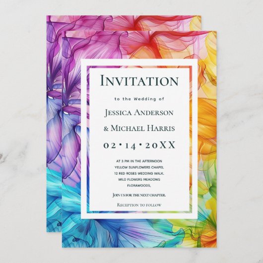 カスタム文字を背面にEthereal開花 招待状 (正面/裏面)