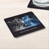 カスタム文字アイスホッケー スクエアペーパーコースター (アングル)