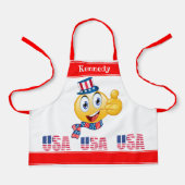 カスタム文字アンクルサム絵文字ハットとスカーフA エプロン (正面)