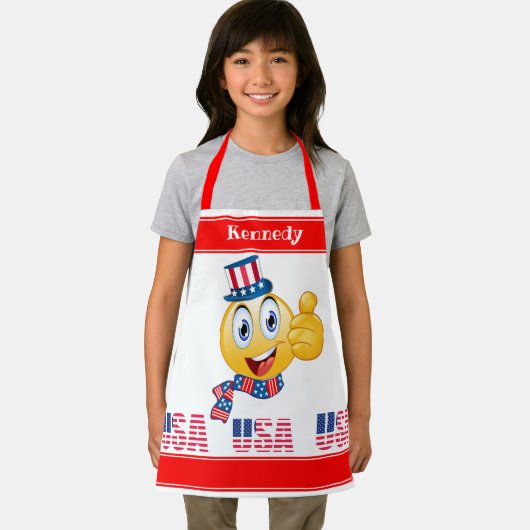 カスタム文字アンクルサム絵文字ハットとスカーフA エプロン (インサイチュ)