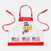 カスタム文字アンクルサム絵文字ハットとスカーフA エプロン (正面)