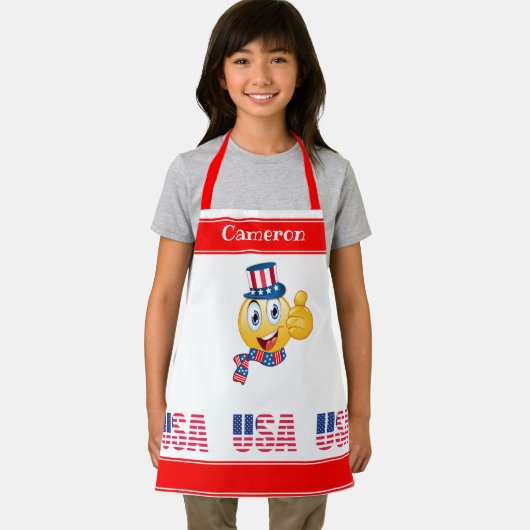 カスタム文字アンクルサム絵文字ハットとスカーフA エプロン (インサイチュ)