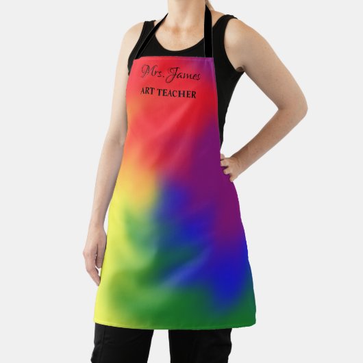 カスタム文字アート先生名の追加カラフル エプロン (インサイチュ)