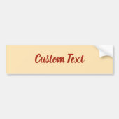 カスタム文字オン桃と緋色レッドスクリプト バンパーステッカー (正面)