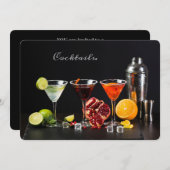 カスタム文字カクテルパーティの招待状 招待状 (正面/裏面)