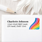 カスタム文字カラフルレインボー波差出人住所 ラベル (インサイチュ)