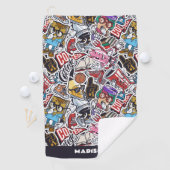 カスタム文字カレッジ漫画パターン ゴルフタオル (インサイチュ)