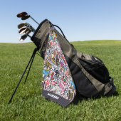 カスタム文字カレッジ漫画パターン ゴルフタオル (グリーン)