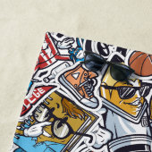 カスタム文字カレッジ漫画パターン ビーチタオル (インサイチュ)