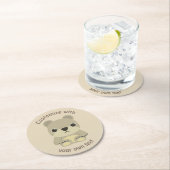 カスタム文字カワイト漫画テディベア ラウンドペーパーコースター (インサイチュ)