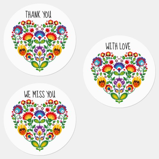 カスタム文字💗キュートポリッシュフォークワイシナンキハート ラベル (グループ)