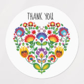 カスタム文字💗キュートポリッシュフォークワイシナンキハート ラベル (デザイン1)