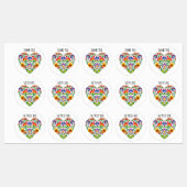 カスタム文字💗キュートポリッシュフォークワイシナンキハート ラベル (シート)