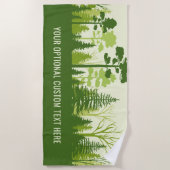 カスタム文字グリーンフォレストビーチタオル ビーチタオル (正面)
