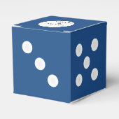カスタム文字サイコロギフトボックス |青と白のテンプレート フェイバーボックス (正面サイド)