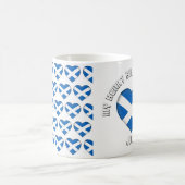 カスタム文字ザスコティッシュフラグハートパターン コーヒーマグカップ (中央)
