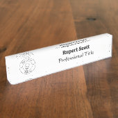 カスタム文字シェフのハットビジネスロゴ デスクネームプレート (側面)