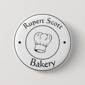 カスタム文字シェフのハットビジネスロゴ 缶バッジ (正面)