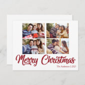 カスタム文字シンプル赤エレガントクリスマス ポストカード (正面/裏面)