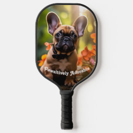 カスタム文字🐶💗ジャングルの甘いフランスの子犬 ピックルボールラケット