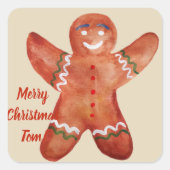 カスタム文字ジンジャーブレッドマンシール スクエアシール (正面)