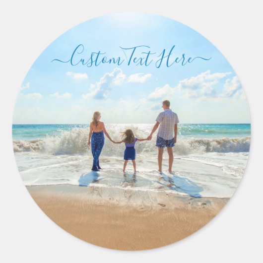 カスタム文字ステッカー家族の写真ギフト ラウンドシール (正面)
