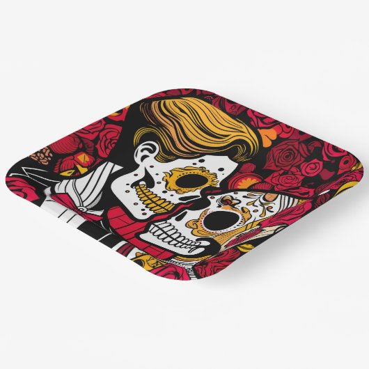 カスタム文字💀ディポップ・アートのアデムエルトス ペーパープレート (傾斜あり)