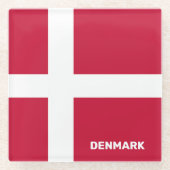 カスタム文字デンマーク国旗 ガラスコースター (正面)