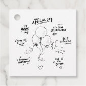 カスタム文字ドードルモダンバルーンハッピーバースデー フェイバータグ (正面)