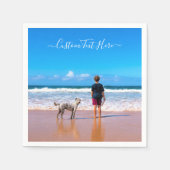 カスタム文字ナプキンスあなたのペットとの写真 スタンダードカクテルナプキン (正面)