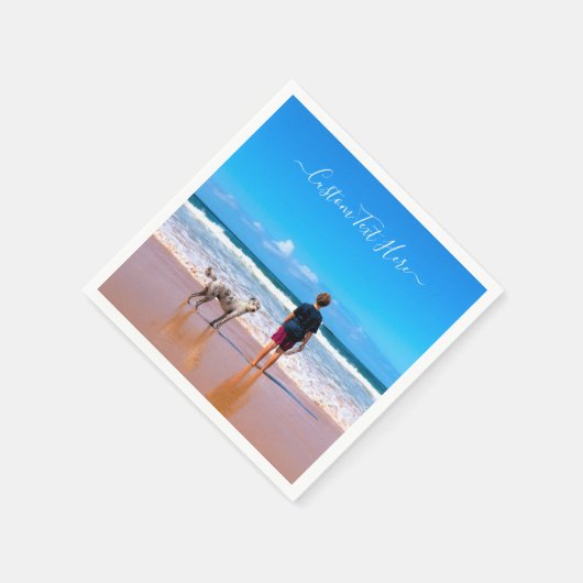 カスタム文字ナプキンスあなたのペットとの写真 スタンダードカクテルナプキン (角)