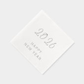 カスタム文字ハッピーニューイヤー2026シルバーモダン 箔ナプキン (右)