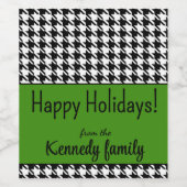 カスタム文字ハッピーホリデーズグ千鳥格子のリーン(6) ワインラベル (シングルラベル)