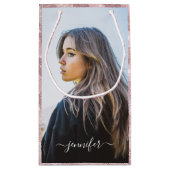 カスタム文字バラ金ゴールドユニーク誕生日Sm スモールペーパーバッグ (裏面)