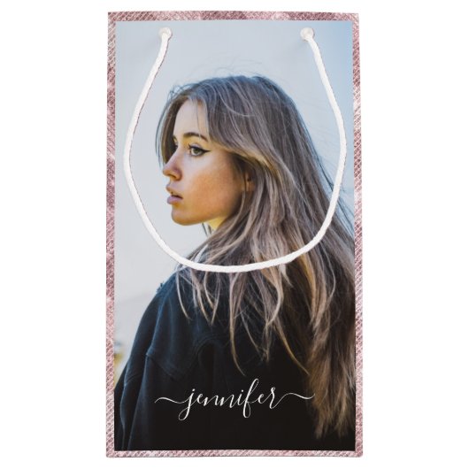 カスタム文字バラ金ゴールドユニーク誕生日Sm スモールペーパーバッグ (裏面)