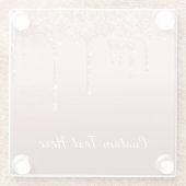 カスタム文字バラ金ゴールド赤面グリッタースパークルドリップ  ガラスコースター (裏面)