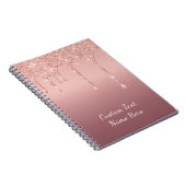 カスタム文字バラ金ゴールド赤面グリッタースパークルドリップ  ノートブック (右側)